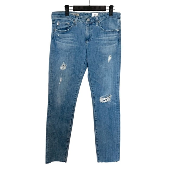 AG Adriano Goldschmied Jeans Size 28 Distressed Stevie Ankle Slim Straight - Picture 1 of 9